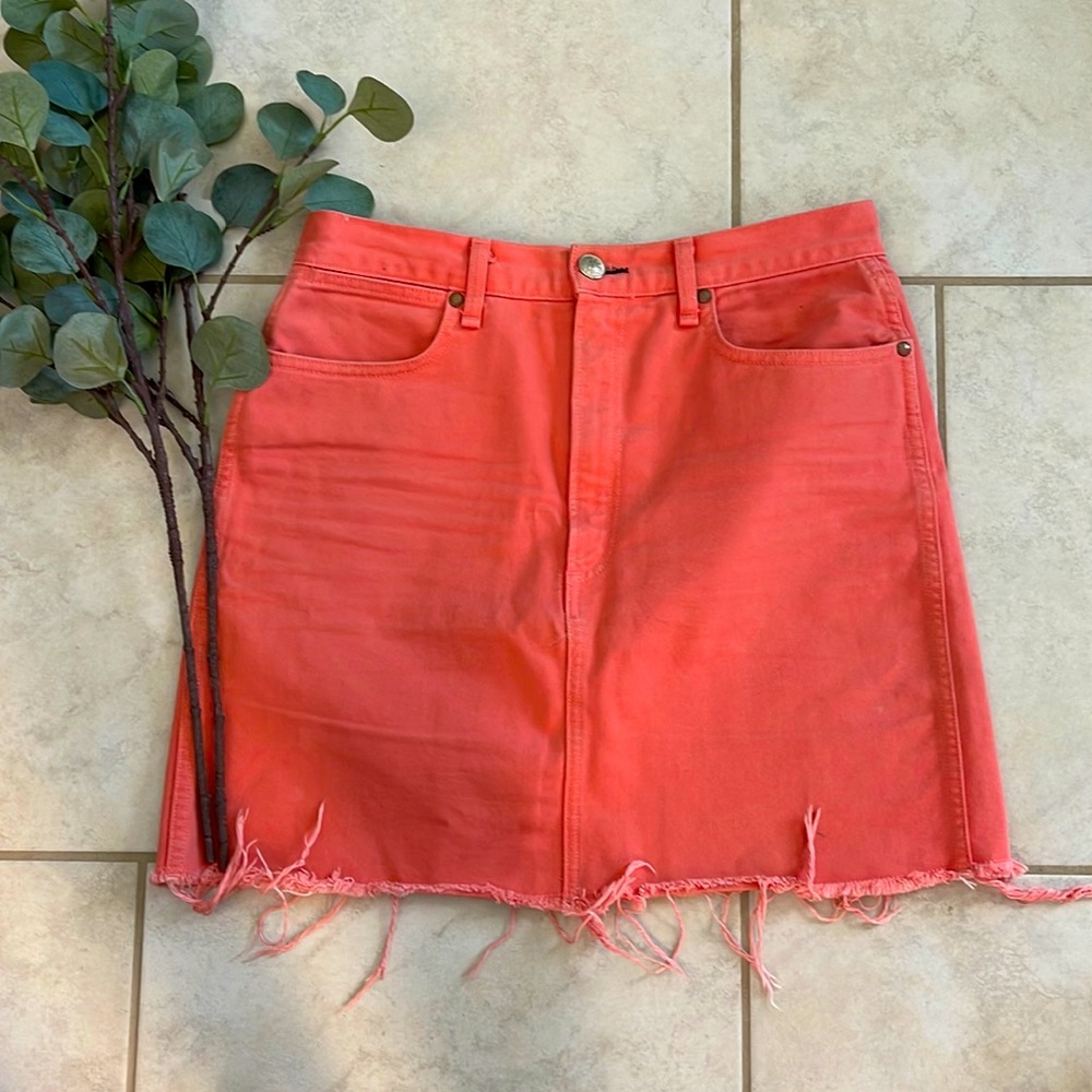 Rag and Bone pencil frayed skirt in Peach S-30